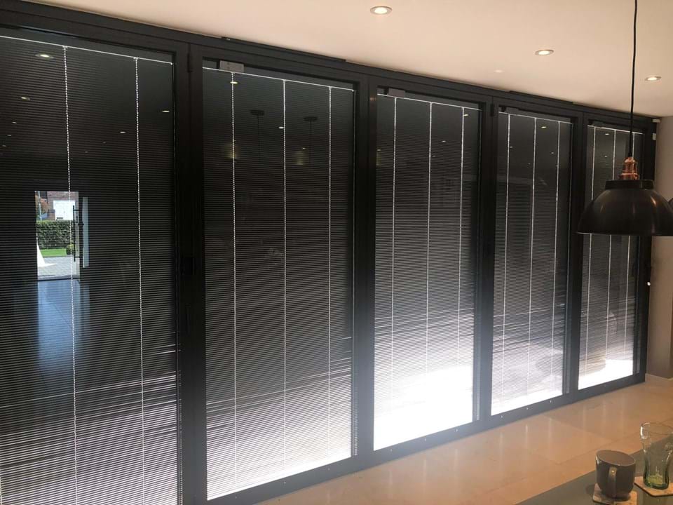 Bifold doors with integral blinds in Esher, Surrey